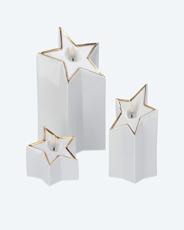 Produktabbildung für LED-Keramik-Kerzen in Sternform, 3tlg.