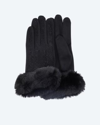 Handschuhe mit Steinchen & Webpelz
