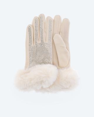 Handschuhe mit Steinchen & Webpelz