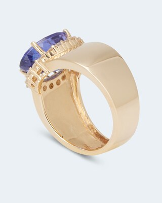Ring mit Tansanit AAAA und Brillant