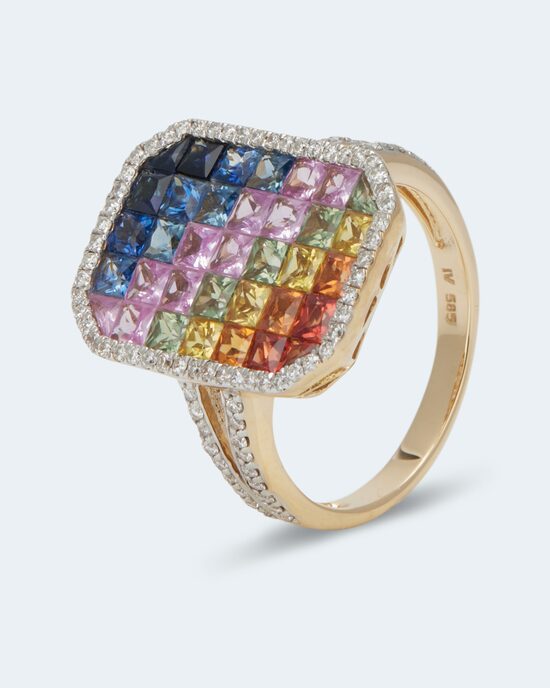 Produktabbildung für Ring mit Multi-Saphir & Brillanten