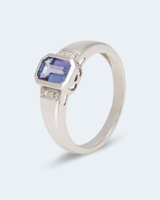 Platinring mit Tansanit & Diamanten