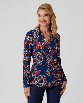 Poloshirt mit Blumen-Print