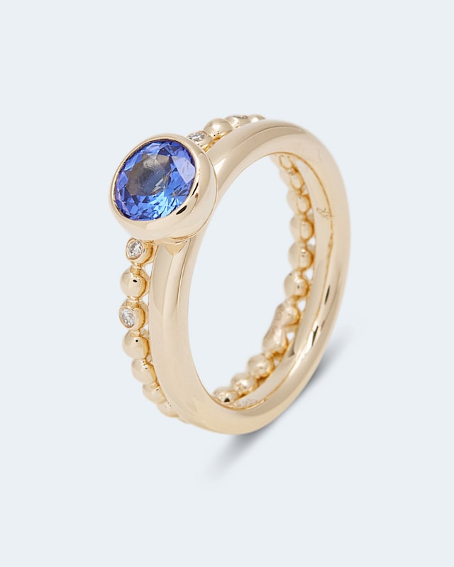 Ring mit Tansanit AAA & Ring, 2er Set