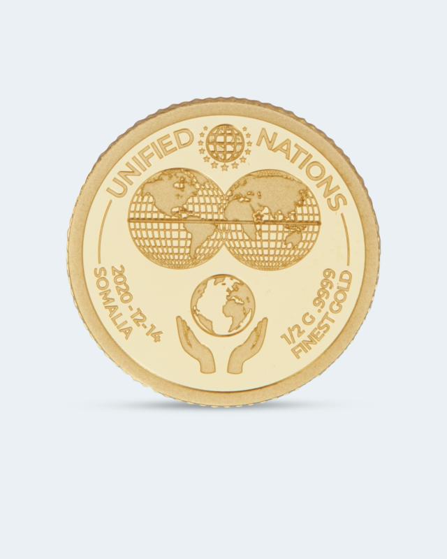 Unified Nations Goldmünze Welt in Händen