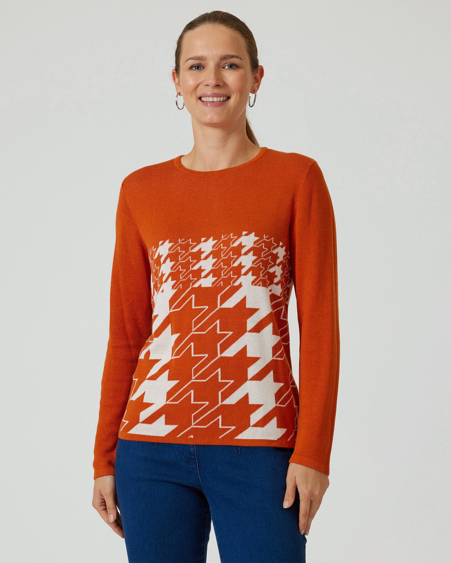 Produktabbildung für Jacquard-Pullover im Hahnentritt-Design