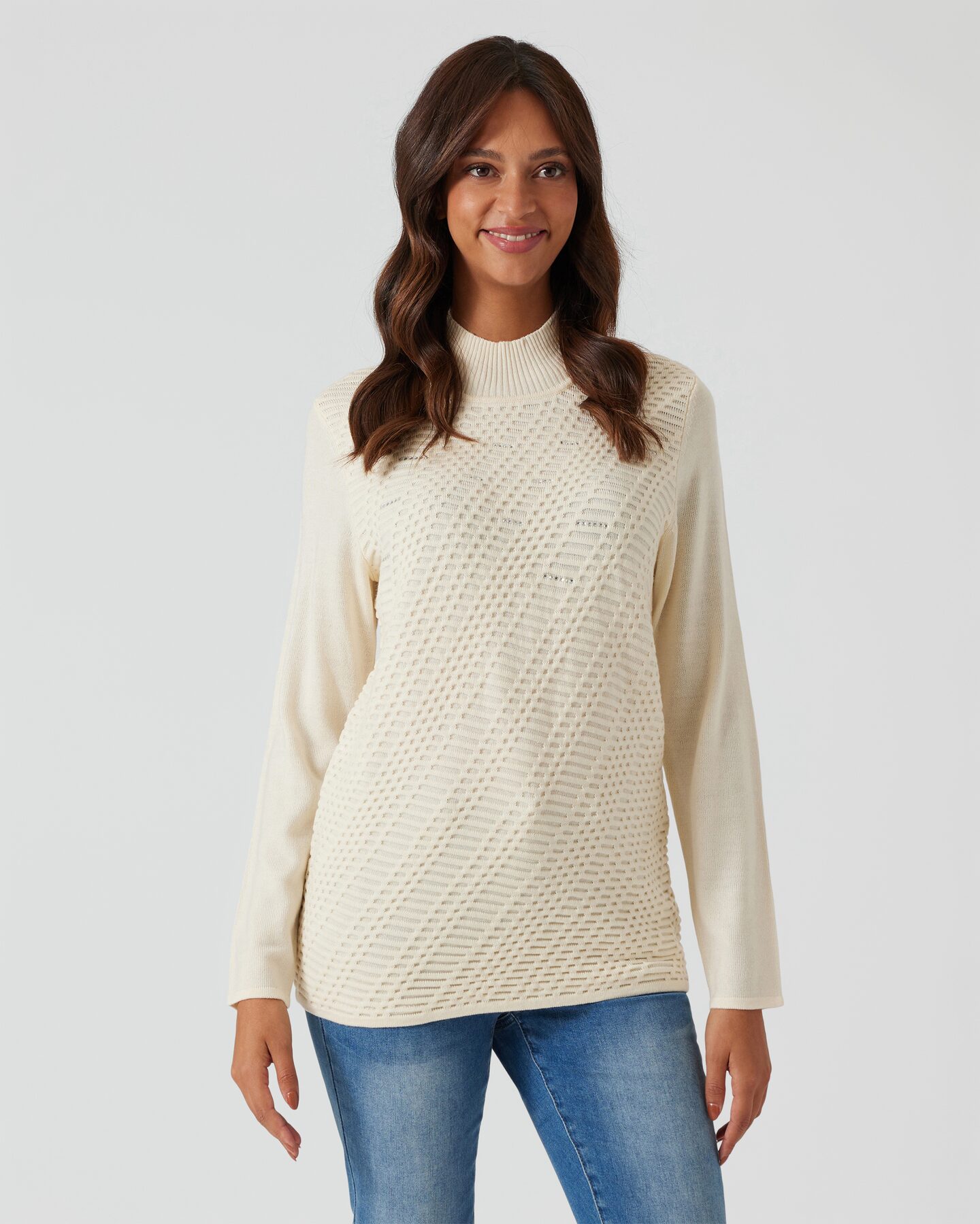Produktabbildung für Strickpullover mit Stehkragen
