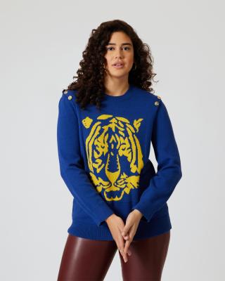 Pullover mit Tiger-Jacquard-Muster