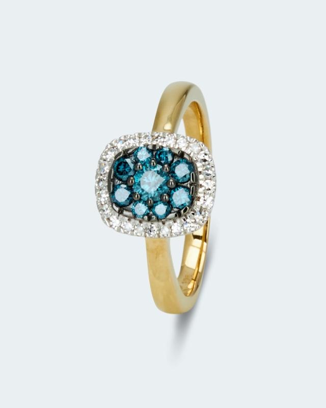 Ring mit blauen & weißen Diamanten 0,50 ct