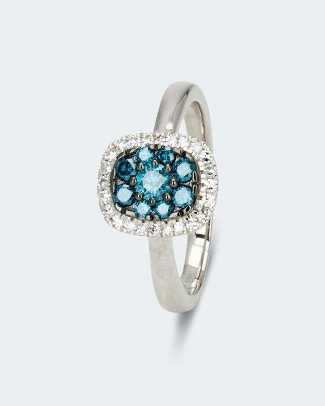 Ring mit blauen & weißen Diamanten 0,50 ct