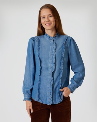 Bluse mit Rüschenbesatz
