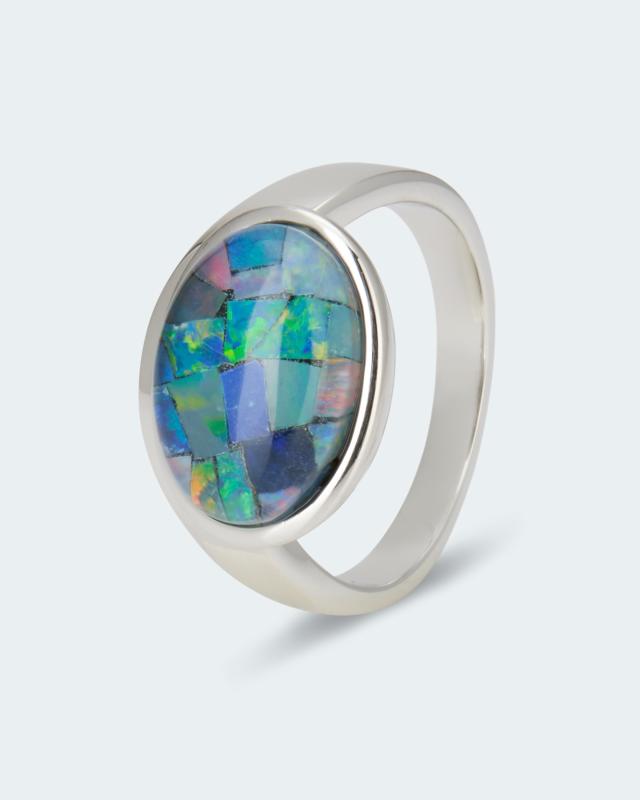 Produktabbildung für Ring mit Mosaik-Opal-Triplette