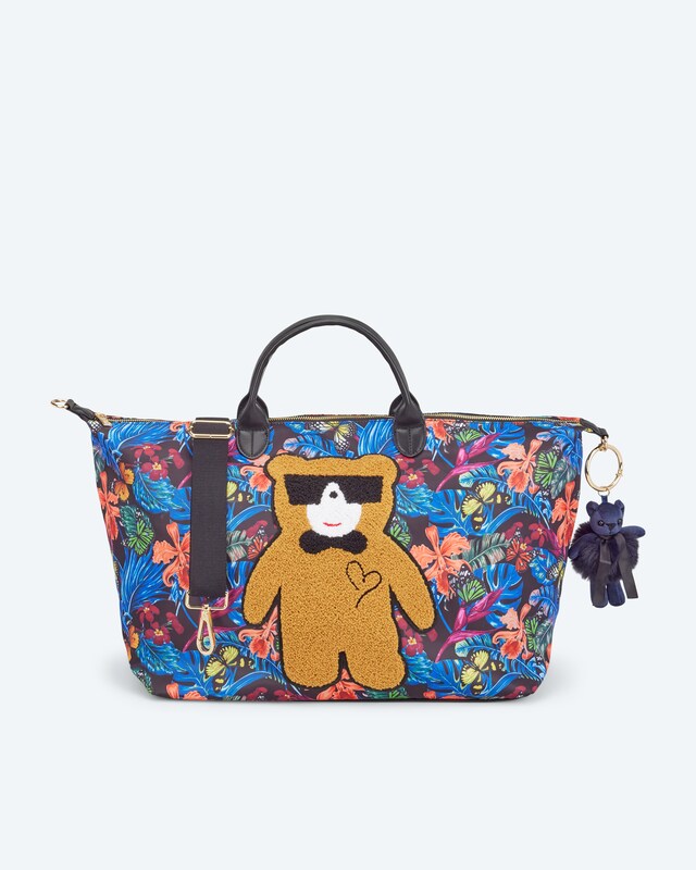 Nylon-Shopper mit Teddy-Anhänger