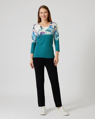 Pullover mit Blüten- und Blätterdruck