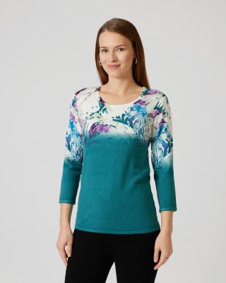Pullover mit Blüten- und Blätterdruck