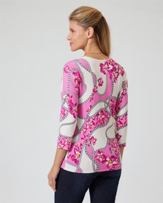 Pullover mit Ketten- und Blütendruck