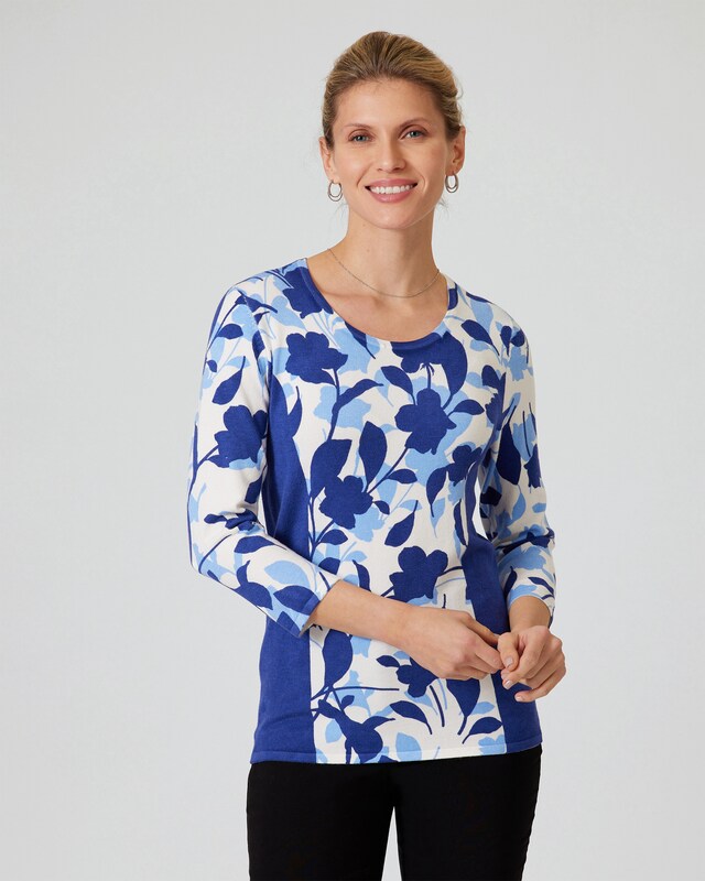 Pullover mit Blätter-Sanduhr-Druck