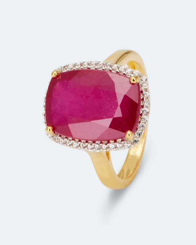 Ring mit Rubin und Zirkon