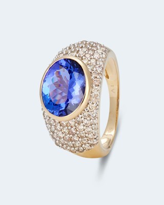 Ring mit Tansanit AAAA+ und Brillant