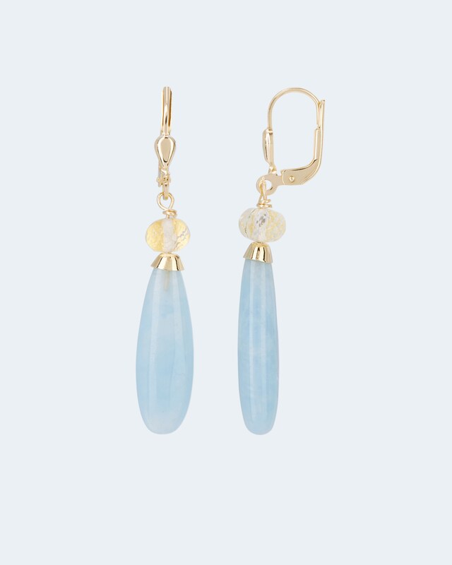 Ohrhänger mit Milky Aquamarin und Bergkristall