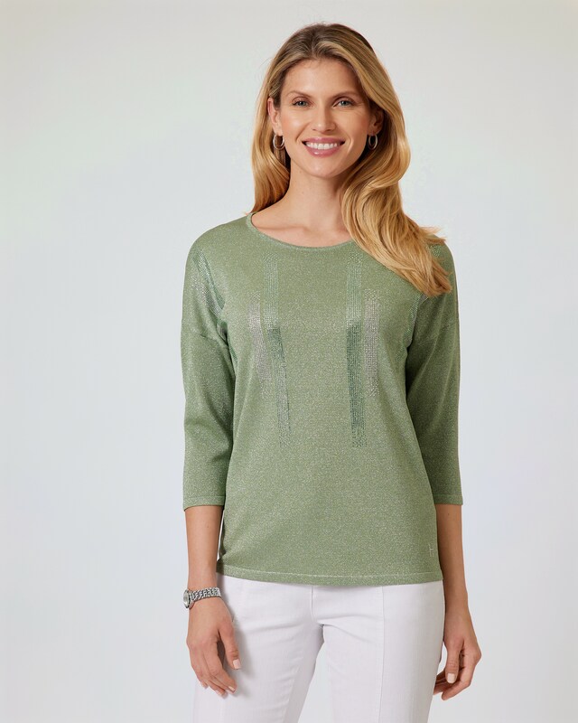 Feinstrick-Pullover Italian Strick mit Strass