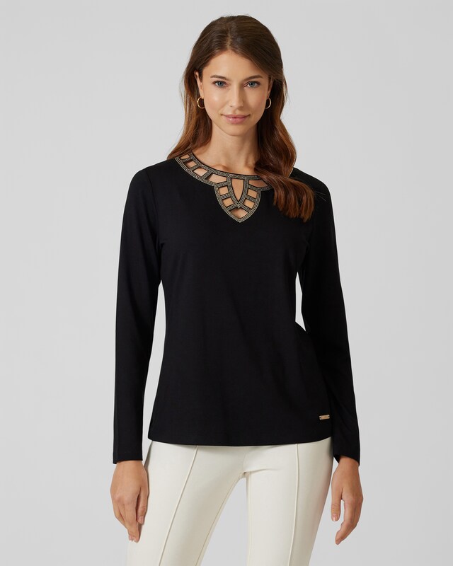 Shirt mit Schmuck-Ausschnitt