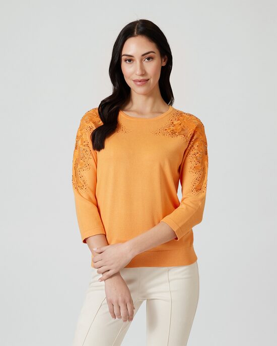 Produktabbildung für Strickpullover mit Blütenspitze