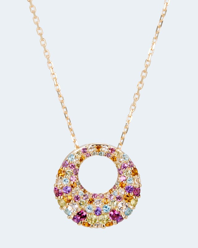 Anhänger Multi Edelstein und Kette
