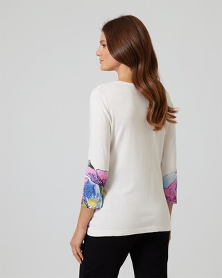 Pullover mit platziertem Blumendruck