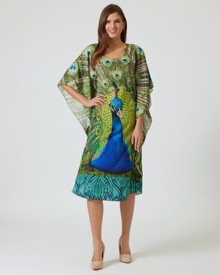 Kaftan mit Pfau-Print
