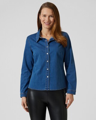 Bluse im Denim-Look