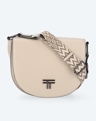 Leder-Überschlagtasche mit Logo