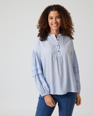 Jacquard-Bluse mit weitem Arm