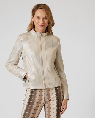 Lederimitat-Jacke in Metallic-Optik