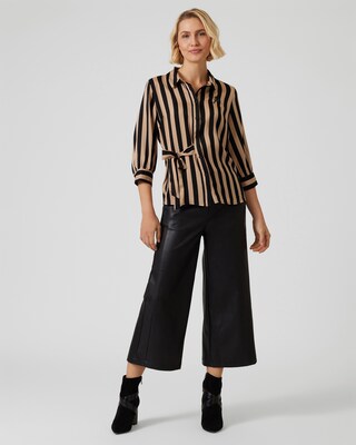 Bluse mit Streifen & Knoten