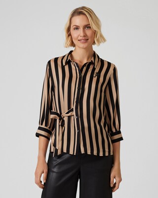 Bluse mit Streifen & Knoten