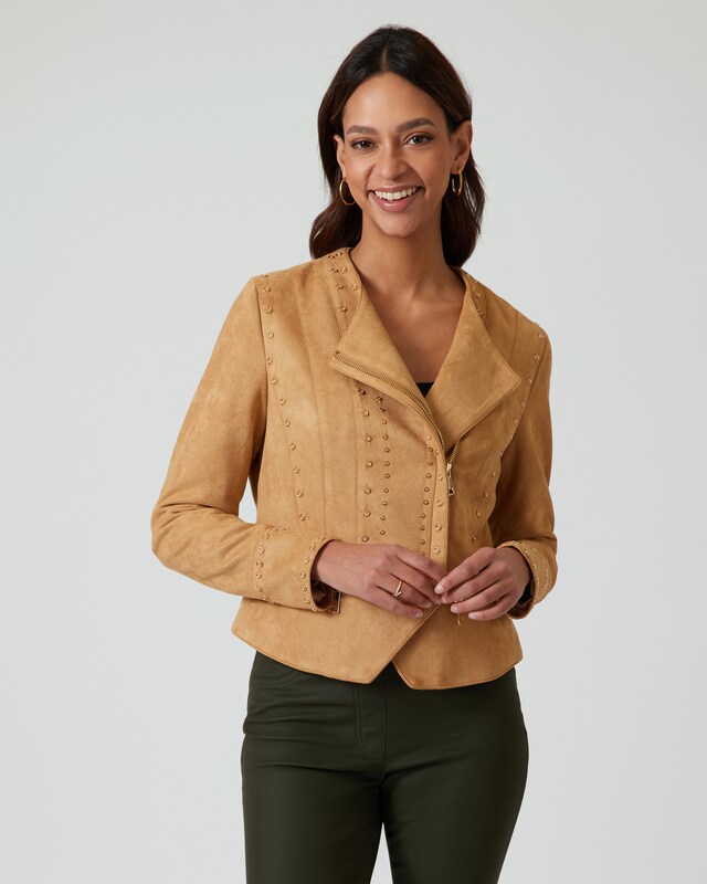 Lederimitat-Jacke mit Nieten
