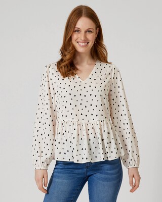 Bluse mit Herz-Druck