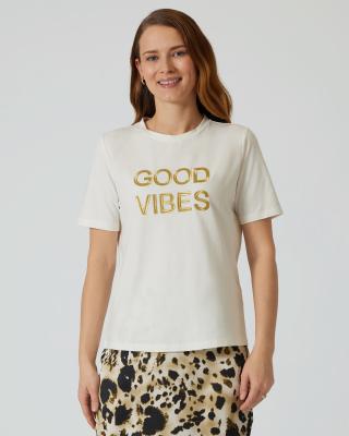Shirt mit Frontdruck "Good Vibes"