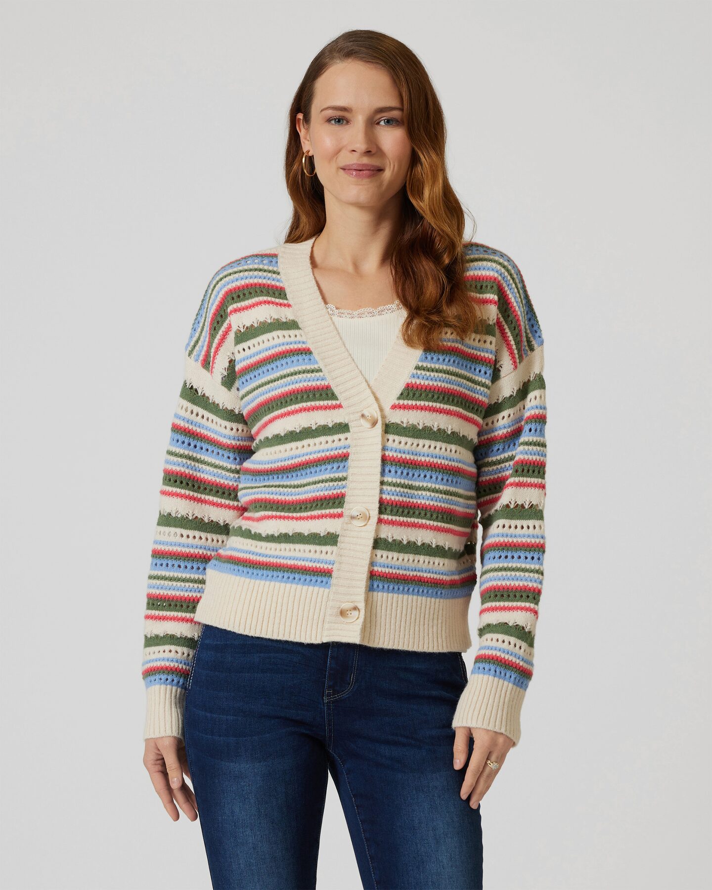 Produktabbildung für Strickjacke mit Streifenmuster