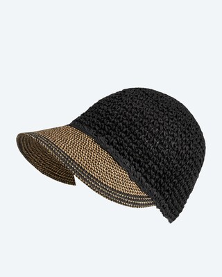 Stroh-Cap mit Schild in Metallic-Optik