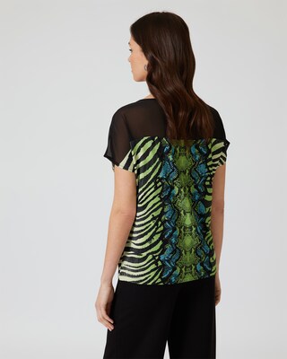 Shirt mit Exklusiv-Print & Chiffon