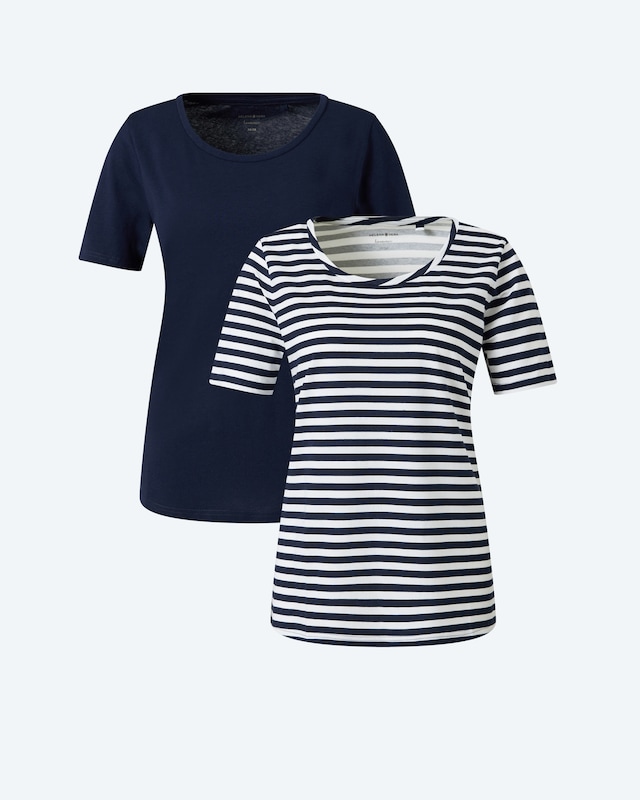 Doppelpack Shirts (uni/Ringel)
