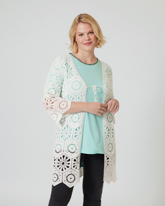 Longcardigan in Crochet-Optik