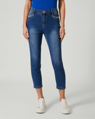 Jeans mit Perlenapplikation