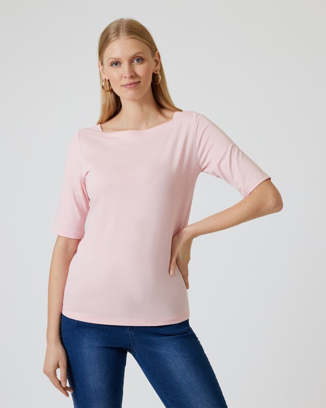 Shirt mit U-Boot-Ausschnitt