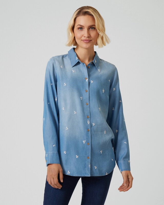 Bluse mit Blüten-Stickerei