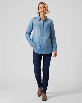 Bluse mit Blüten-Stickerei