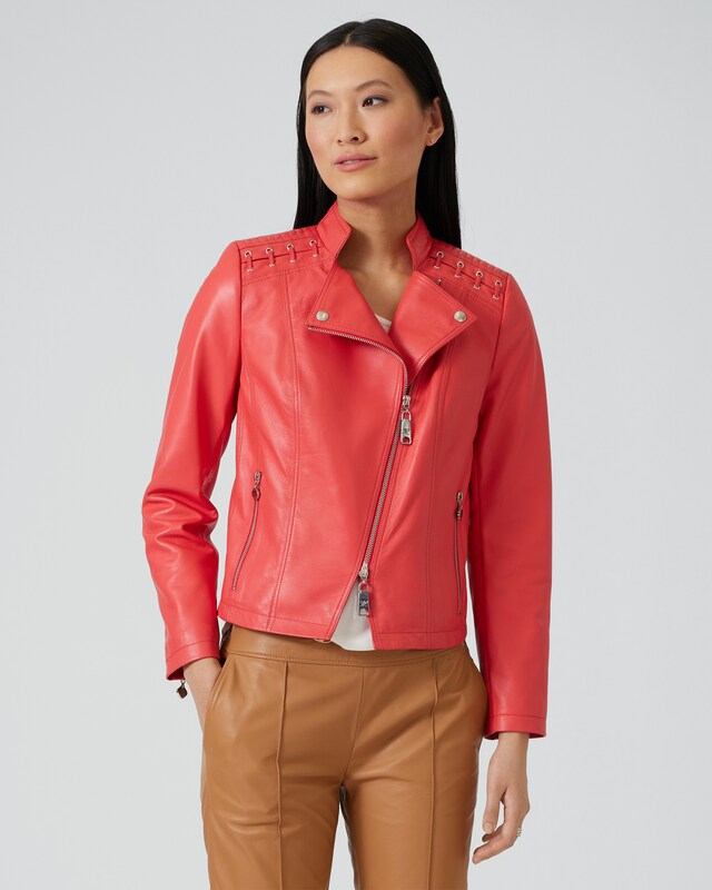 Lederjacke mit Schulterapplikation