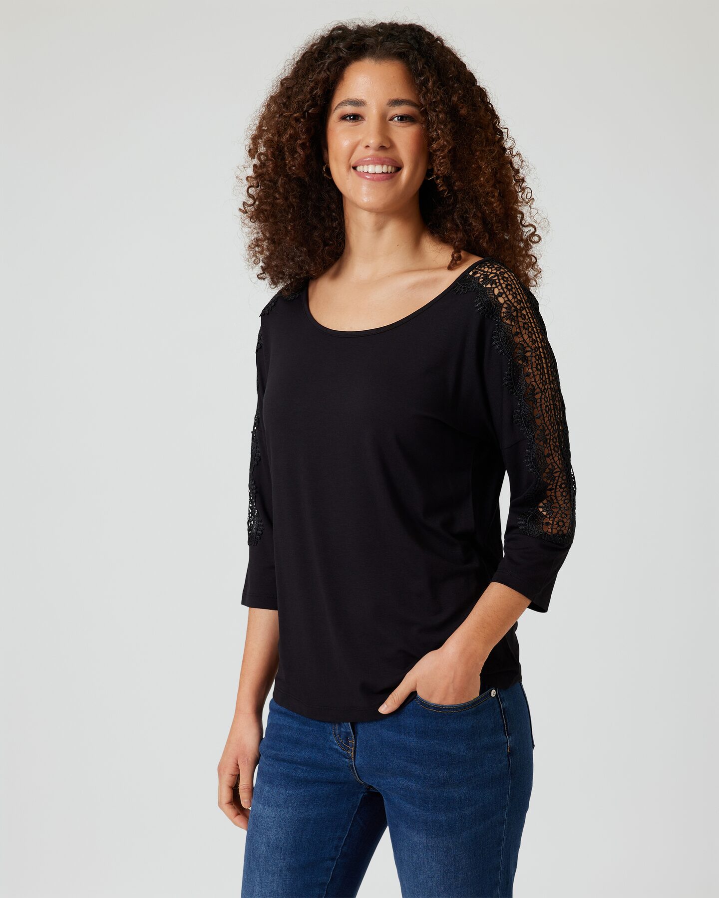 Produktabbildung für Shirt mit Spitzenbesatz